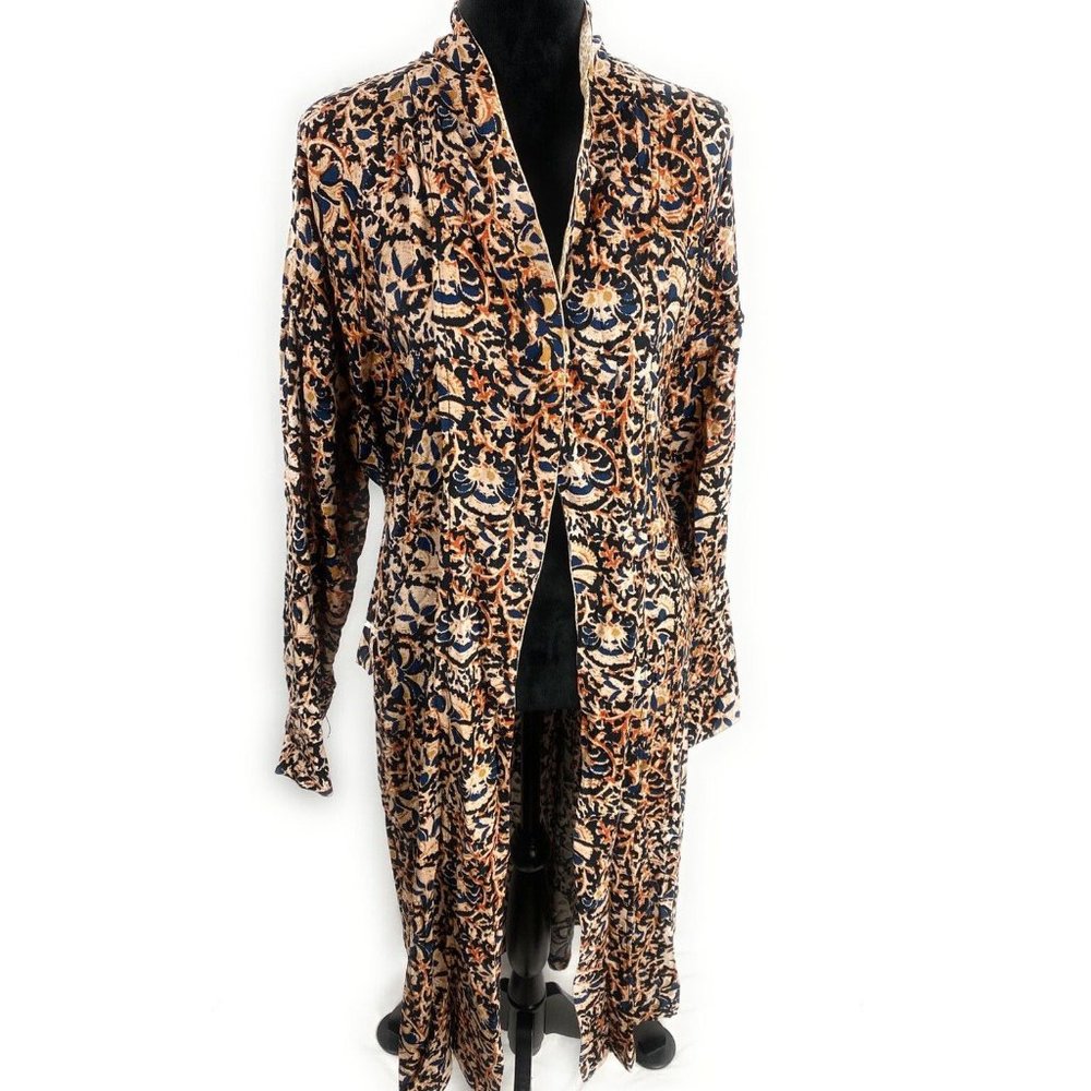 Free People Burnt Copper House Maxi Robe Kimono Duster Size S